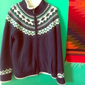 Classic fleece-lined L.L. Bean zip-up wool sweater